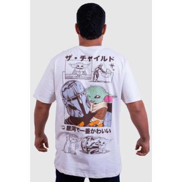 Imagem de Camiseta Star Wars Baby Yoda e Din Djarin White - Piticas, 14, Branco,