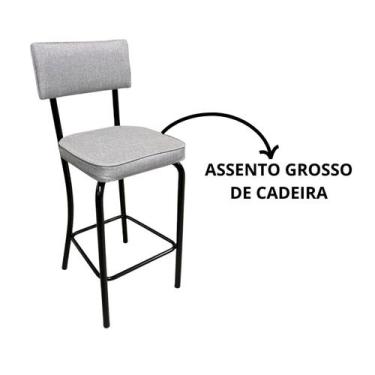 Imagem de Banqueta Olivia Altura 65cm para Bar e Cozinha Preta com Assento Confo