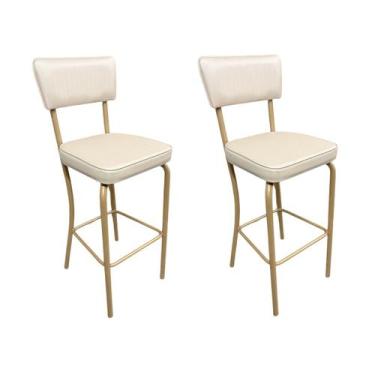 Imagem de Kit 2 Banquetas Olivia Altura 65cm para Bar e Cozinha Dourado Fosco co