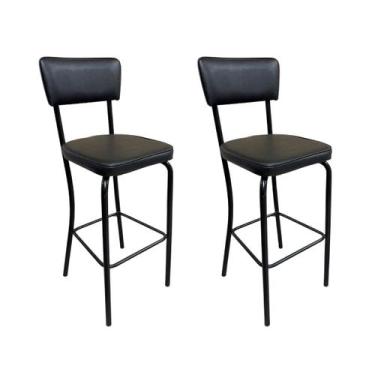 Imagem de Banqueta Olivia Altura 65cm para Bar e Cozinha Preta com Assento Confo