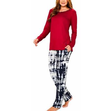 Imagem de Pijama Longo Podiun 245111 Feminino Tie Die Rock Viscolycra T. P/GG, G