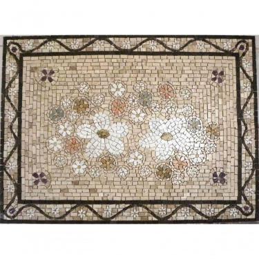 Imagem de Mandala Mosaico Floral Festoni In Fiori Bianchi Ii Tamanho 80x120cm