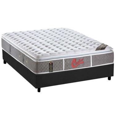 Imagem de Cama Box Casal: Colchão Molas Pocket Ensacadas Castor Light Stress Oxygen New + Base Crc Suede Gray (138x188)