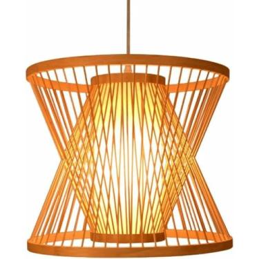 Imagem de WLHAZMWY Candeeiro pendente para sala de estar, lanterna, retro, candeeiro pendente, estilo japonês, suspensão com pergaminho falso branco, abajur de casa de chá, bar de jantar (50 cm)