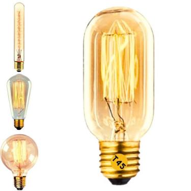 Imagem de Lâmpada Filamento Carbono Vintage Dimerizável Retrô Âmbar St64 G80 T30