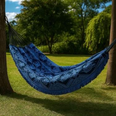 Imagem de Rede de Dormir, Rede de Descanso Casal Indiana Gigante Toda Reforçada 4M(AZUL)