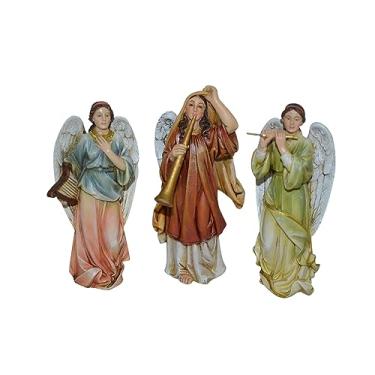 Imagem de ZJSGLA Conjunto de 3 estatuetas de instrumentos musicais tocando anjo de 12,7 cm