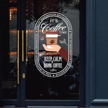 Imagem de Svesoraco Adesivo de café adesivo adesivo de janela para janelas de vidro café leite chá adesivo estático decorações café padaria decoração estofamento para janelas e portas de vidro