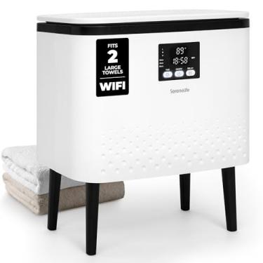 Imagem de SereneLife Balde de aquecedor de toalhas retangular com função WiFi, cobertor de grande capacidade e aquecedor de toalhas para banheiro, controle de toque único, design com eficiência energética