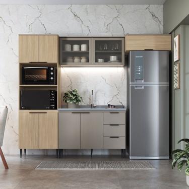 Imagem de Cozinha Completa 4 Pecas Com Torre Quente E Aéreo De Vidro Lavínia Imperial-fumê