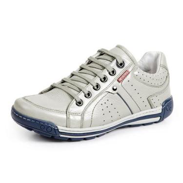 Imagem de Sapatênis Tênis Couro Natural Linha Conforto Reverso - 3019 - Off Whit