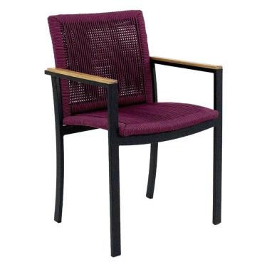 Imagem de Cadeira Poltrona De Jantar Amélia Corda Náutica Jardim Piscina Vinho