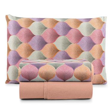 Imagem de Jogo De Cama Lençol Sonho Bom Solteiro Em Malha 3 Peças Salmão 100% Algodão