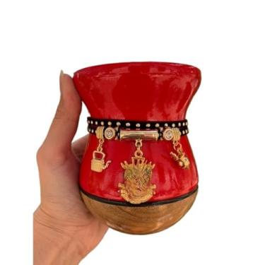 Imagem de Taças de Vinho, Copos, Jarros de, Conjuntos de Mate: Bule de Madeira Colorido + Pulseira(Vermelha + Brasão RS)