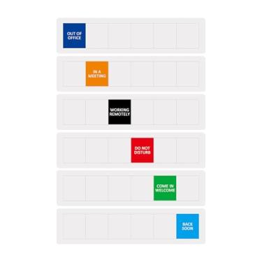 Imagem de Placa de porta de escritório, não perturbe/venha bem-vindo/fora do escritório/em uma reunião/trabalho remoto/sinal de volta em breve, avise os outros antes de entrar, 6 placas de privacidade de status
