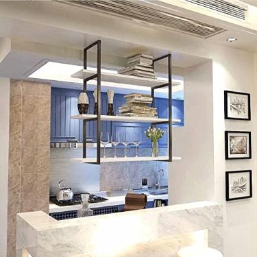 Imagem de Prateleira de vinho pendurada – Prateleiras flutuantes de madeira maciça no teto, rack de armazenamento de cozinha suspenso no teto, rack de exibição de parede vintage europeu, rack decorativo para