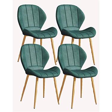 Imagem de Cadeira de jantar, cozinha, sala de jantar, móveis, cadeiras de jantar, conjunto de 4 com pés de metal e encosto assento de couro PU adequado para cozinha, sala de jantar e sala de estar (cor: Pés