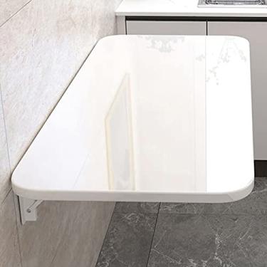Imagem de Mesa dobrável montada na parede, mesa dobrável de madeira, mesa dobrável para lavanderia, mesa flutuante para pequenos espaços, mesa de cozinha suspensa na parede para casa, escritório, bar, sala de