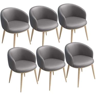 Imagem de Cadeiras modernas de cozinha para sala de jantar, conjunto de 6 cadeiras de cozinha vintage, assento de couro com encosto em forma de U, poltronas de metal para sala de jantar, sala de estar,