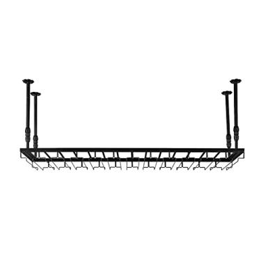 Imagem de Prateleiras de vinho penduradas suporte de vinho tipo teto, suporte de garrafa de vinho, suportes de copos de vinho, prateleiras de taças de cálice, decoração de casa vintage (tamanho: 80 x 30 cm)