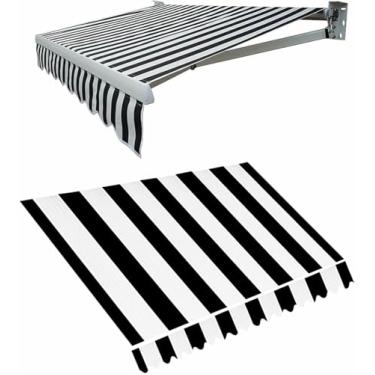 Imagem de Tela retrátil de substituição para toldo de pátio, toldo de sol, cobertura de persiana de poliéster para toldo de jardim ao ar livre (sem moldura) -