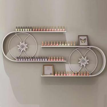 Imagem de ZDJZMGZ Rack de exibição de esmalte de metal montado na parede, rack de esmalte em forma de U, prateleira de parede de perfume de batom, organizadores de óleo essencial para salão de beleza de spa em