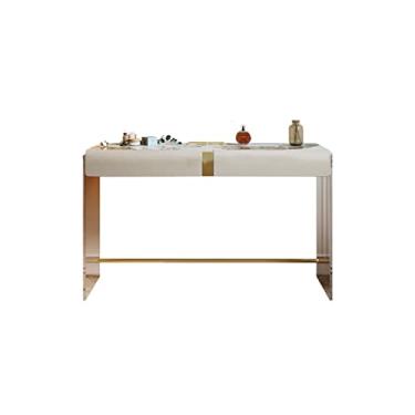 Imagem de Penteadeira, mesa de vestir para quarto, penteadeira com topo de ardósia, acrílico transparente, duas gavetas com forro de lã, tela sensível ao toque, espelho de escurecimento de três níveis, espelho