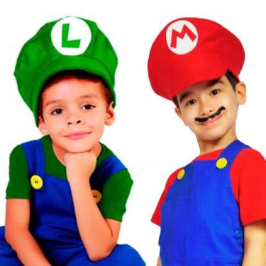Imagem de Boina Mario ou Luigi Infantil Acessório pra Completar Fantasia - Fanta