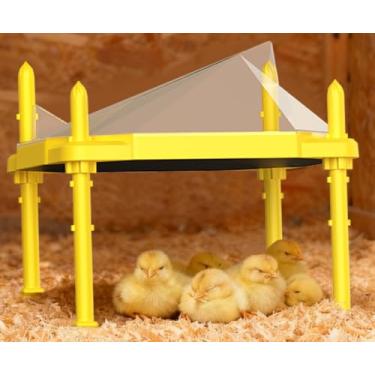 Imagem de Placa de chocadeira para pintinhos, placa de aquecimento ajustável de temperatura e altura de 35 cm x 28 cm para frango com cone anti-arroz, aquecedor de galinheiro de aves de fácil limpeza para até