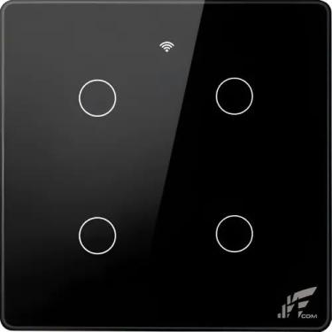 Imagem de Interruptor Wifi Inteligente 4x4 4 Botões Smart Touch Alexa Cor Preto