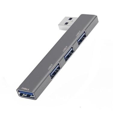 Imagem de Hub USB Divisor USB de 4 portas com transferência de dados de alta velocidade para laptop, desktop, TV, equipamento de áudio, caixa de metal com chip inteligente