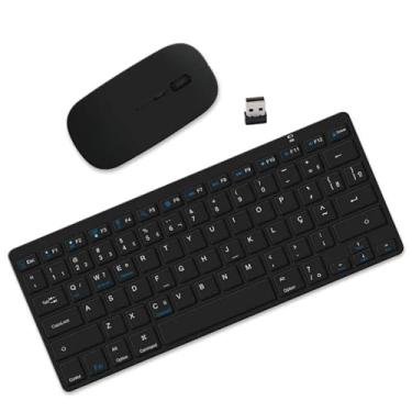 Imagem de KIT Teclado e Mouse Sem Fio Bluetooth para Tablet Macbook iPad iMac Notebook PC, Premium Silencioso Minimalista Portátil ABNT2 (Preto)