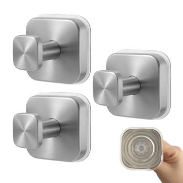 Imagem de Ganchos de ventosa resistentes, pacote com 3, ganchos de chuveiro reutilizáveis sem perfuração para toalhas e roupões, fixação segura no vidro, espelho, azulejo, metal e superfícies lisas não porosas