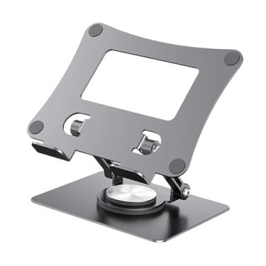 Imagem de Ysyqkn Suporte para Laptop Antiderrapante para Trabalho Colaborativo, com Rotação E Ajuste de Altura. Suporte Robusto de Metal para Computador de Mesa, Cinza