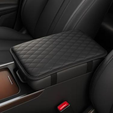 Imagem de Toyosport Capa de apoio de braço de carro, protetor de braço de console central de couro PU com acolchoamento espesso, almofada de console central de 30,7 x 20 cm para conforto do cotovelo, preta
