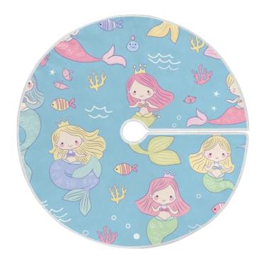 Imagem de ATTX Linda saia de árvore de Natal de sereia 90 cm, decoração festiva para festas de Natal e Ano Novo #576