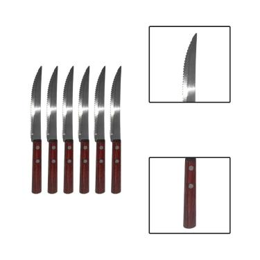Imagem de Kit 6 Facas Churrasco Linha Legna Aço Inox Madeira