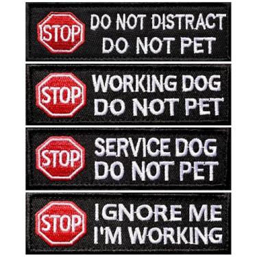 Imagem de 4 peças de adesivos de cão de serviço para colete Stop Vest emblema bordado trabalho Do Not Pet Ignore Me conjunto removível de arreios de gancho com conjunto de pontas (não distraia não faça animal