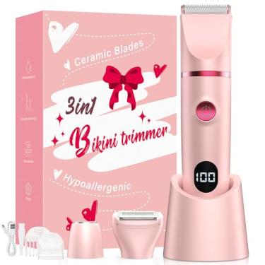 Imagem de Aparador de biquíni IPX7 à prova d'água para mulheres, lâmina de cerâmica hipoalergênica e indolor, lâminas elétricas para barbear, depilador facial de pelos pubianos para uso no chuveiro, itens