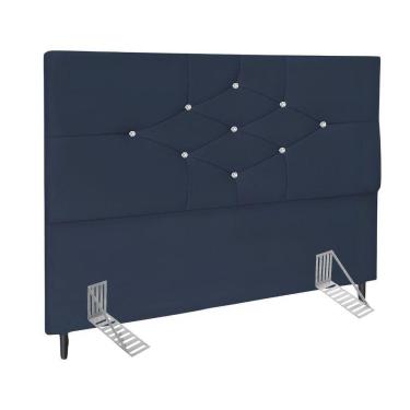 Imagem de Cabeceira Cama 140 Cm Virgínia Suede Azul Marinho E-frame