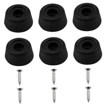 Imagem de Dynwave Conjunto de 6 protetores de borracha preta leves para a base do taco de bilhar. Ideal para substituição e reparo de equipamentos de mesa de bilhar.