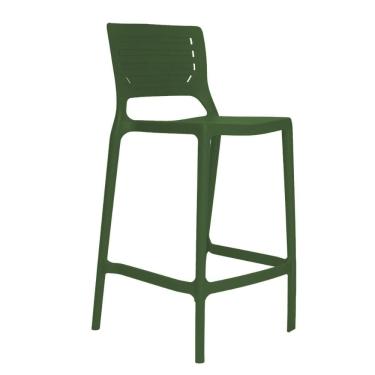 Imagem de Banqueta Alta Cozinha Verde Musgo Empilhável Saturno em Polipropileno Acrilys