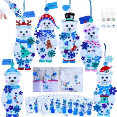 Imagem de Winlyn 24 Sets Winter Craft Kits Christmas Crafts DIY Polar Bear Bookmarks Ornaments Decorations Art Sets Festive Foam Stickers Holiday Arts and Crafts for Kids Party Favors Home Classroom Activities