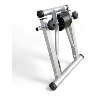Imagem de FIT Rolo De Treino Dobrável para Bicicleta, Suporte de Treinamento Indoor com Base Estabilizadora (PRATA, COM BASE NIVELADORA)