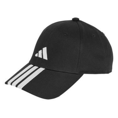 Imagem de Boné Aba Curva Adidas 3 Listras Strapback, Preto, Branco, P/M
