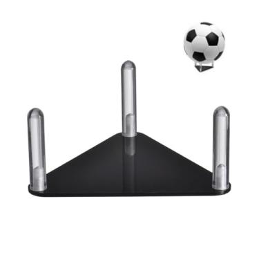 Imagem de AUNMAS Suporte de Futebol Acrílico, Suporte de Bolas de Borda Redonda, Rack de Exibição de Bola de Futebol de Basquete para Lembranças Esportivas (Preto)