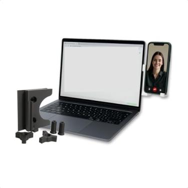 Imagem de Suporte Para Tela de Notebook Portátil Celular Universal Fixador Lateral Suspenso Home Office (Preto)
