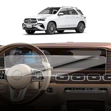 Imagem de Para 2025 GLS 450/580 12,3 polegadas protetor de tela para Mercedes-Benz GLE350/450 G500 AMG GT43 G63 GLE53/GLS63 Maybach S600 acessórios vidro temperado dureza 9H resistente a arranhões autoadesivo