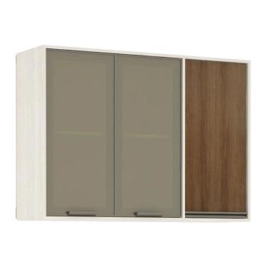 Imagem de Armário Aéreo De Cozinha 120 Cm 1 Porta Fechada 2 Portas Com Vidro Reflecta Linea Luciane Móveis