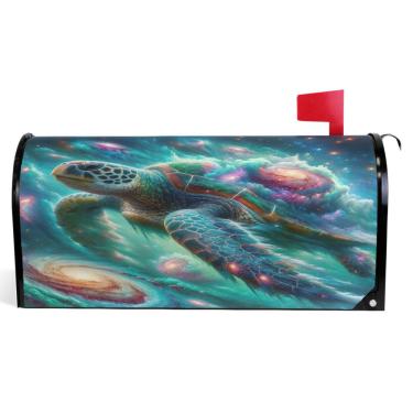 Imagem de TSENQUE Capas decorativas para caixa de correio magnética tartaruga marinha galáxia colorida primavera caixa de correio envoltório vinil decorações modernas caixa de correio tamanho padrão 52,6 x 45,8
